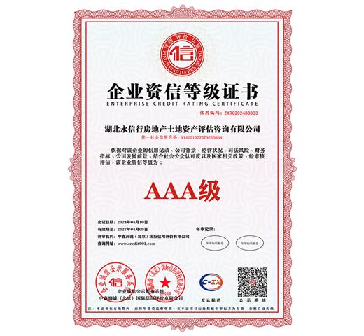 AAA企业资信示范单位