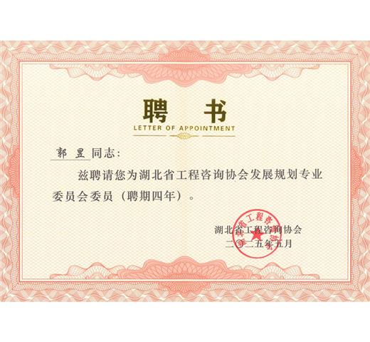 湖北省工程咨询协会发展规划专业委员会委员